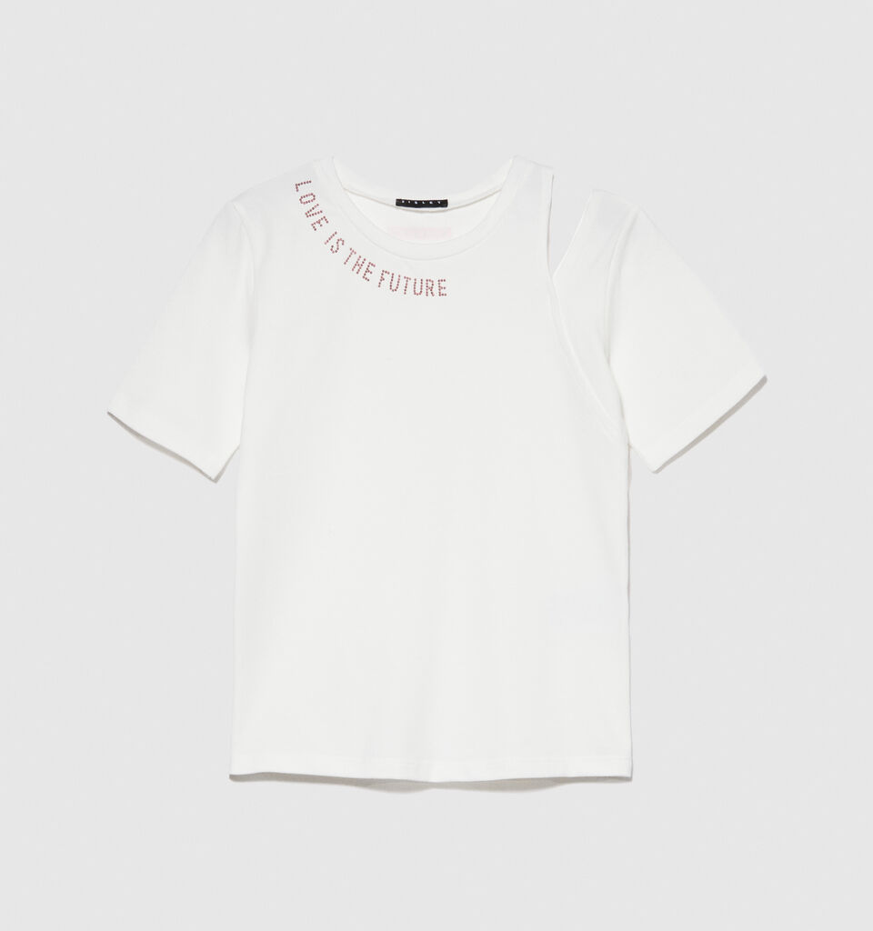 T-shirt with cut out - girls' short sleeve t-shirts - White | Sisley Young image number 1